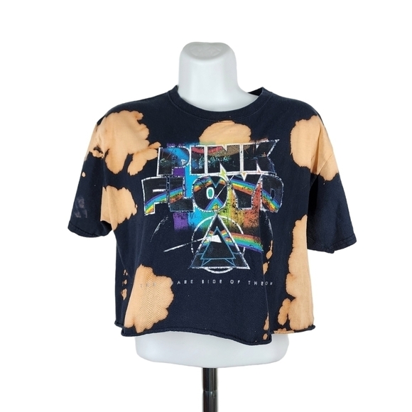 PINK FLOYD UP-CYCLED BLEACHED CROPPED T-SHIRT - Picture 1 of 7